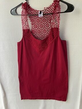 New Mix Red Crochet-Back Tank Top
